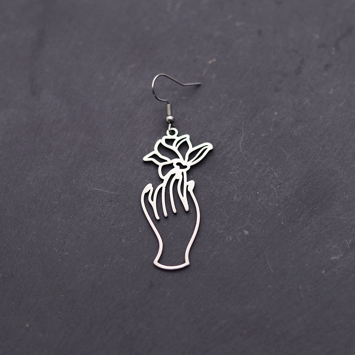 Elegant Hand & Lotus Flower Dangle Earrings for Women